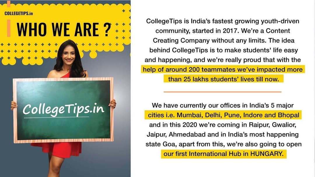 CollegeTips is India's fastest growing youth-driven community, started in 2017