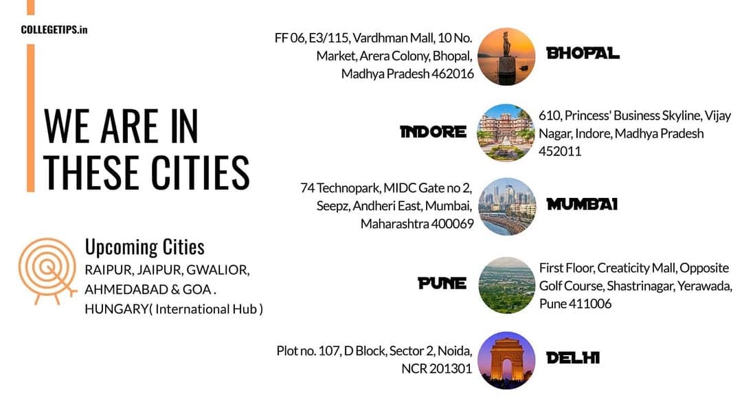 You can find us in Bhopal, Indore, Mumbai, Pune, and Delhi